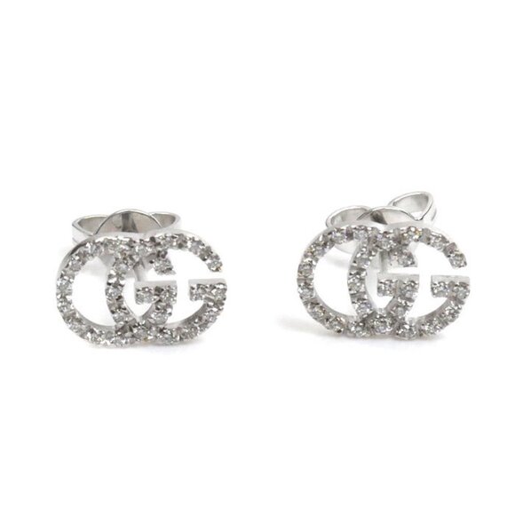 GUCCI 18k White Gold Diamond Earrings - Picture 1 of 5